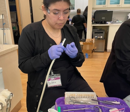 Dental assistant student training at Austin Dental Assistant School