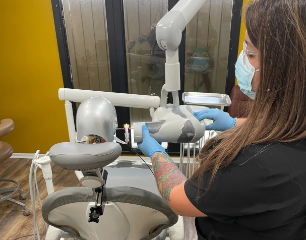 Dental assistant student training at Austin Dental Assistant School