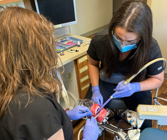 Dental assistant student training at Austin Dental Assistant School