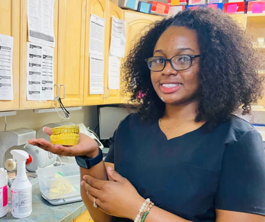 Dental assistant student training at Austin Dental Assistant School