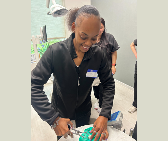 Dental assistant student training at Austin Dental Assistant School