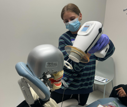 Dental assistant student training at Austin Dental Assistant School