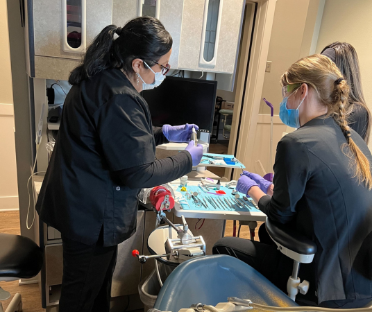Dental assistant student training at Austin Dental Assistant School