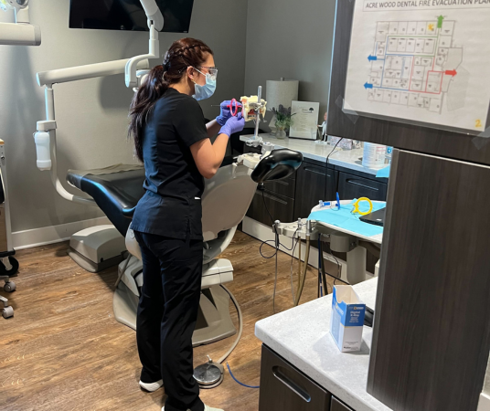 Dental assistant student training at Austin Dental Assistant School
